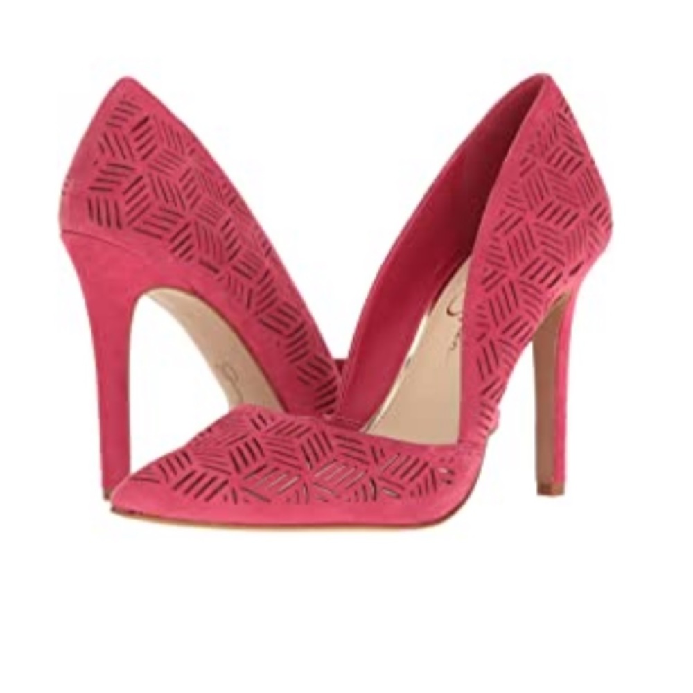 Jessica Simpson Rose Pink Laser-Cut Pointed Stiletto Pumps